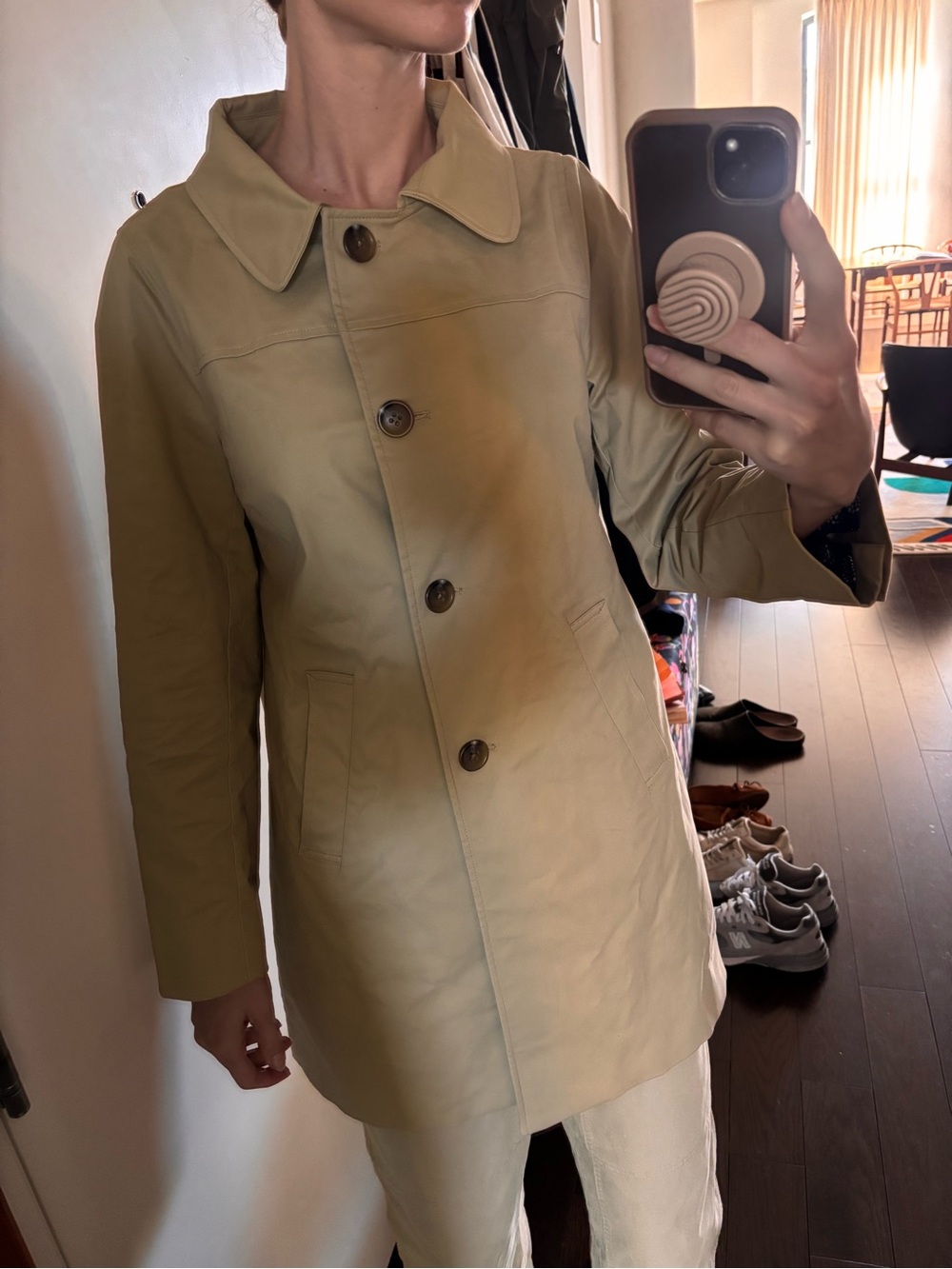 AREA Light Beige Single-Breasted Trench Coat